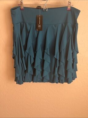 INC International Concepts Teal Layered Ruffle Skirt